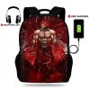 17INCH School Backpacks Anime Baki Banma Print Book Bag Teenagers Boys Girls Student Usb Charging Backpack 1 - Baki Merch