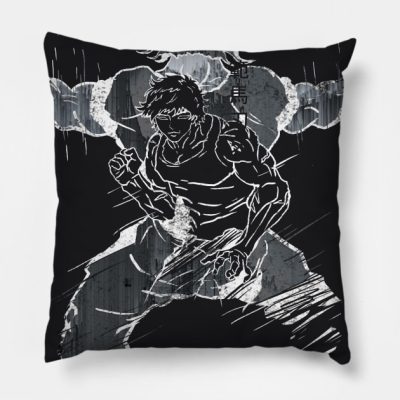 Facing Ogre Hanma Baki Manga Throw Pillow Official Baki Merch Merch