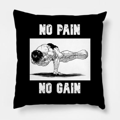 Baki Pose No Pain No Gain Throw Pillow Official Baki Merch Merch