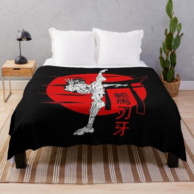 Baki Hanma The Grappler Japanes Sunset Fighter Design Logo Throw Blanket Official Baki Merch Merch