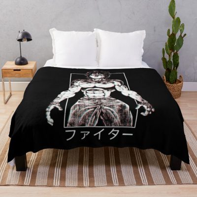 Baki Hanma The Grappler Fighter Design Logo Throw Blanket Official Baki Merch Merch