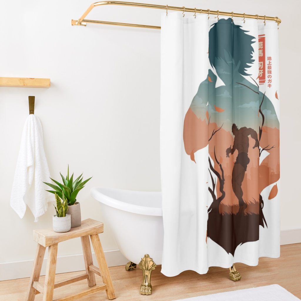 Baki Hanma Silhouette Shower Curtain Official Baki Merch Merch