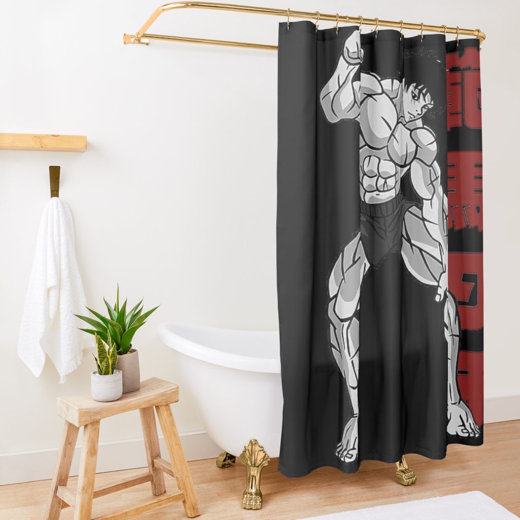 Baki Hanma The Grappler Design Logo Shower Curtain Official Baki Merch Merch