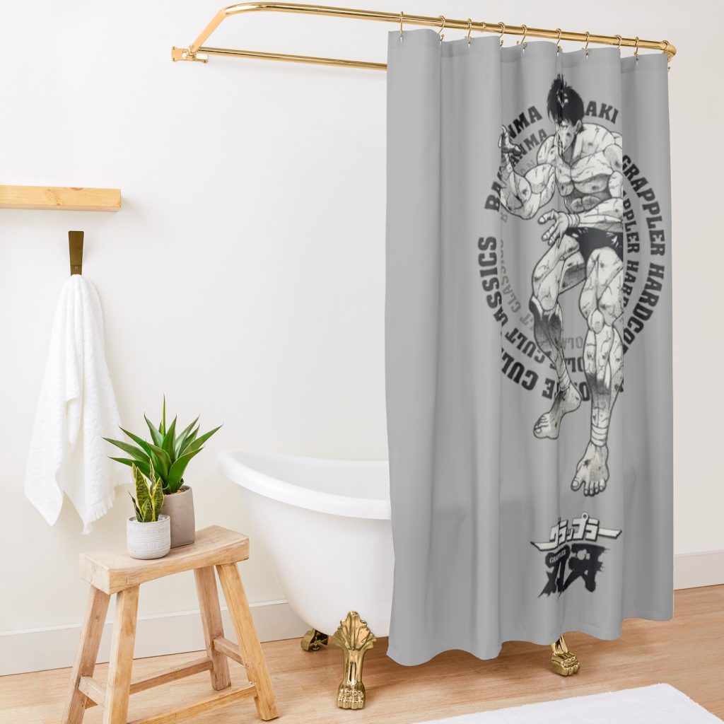 Baki Hanma The Grappler Design Logo Shower Curtain Official Baki Merch Merch