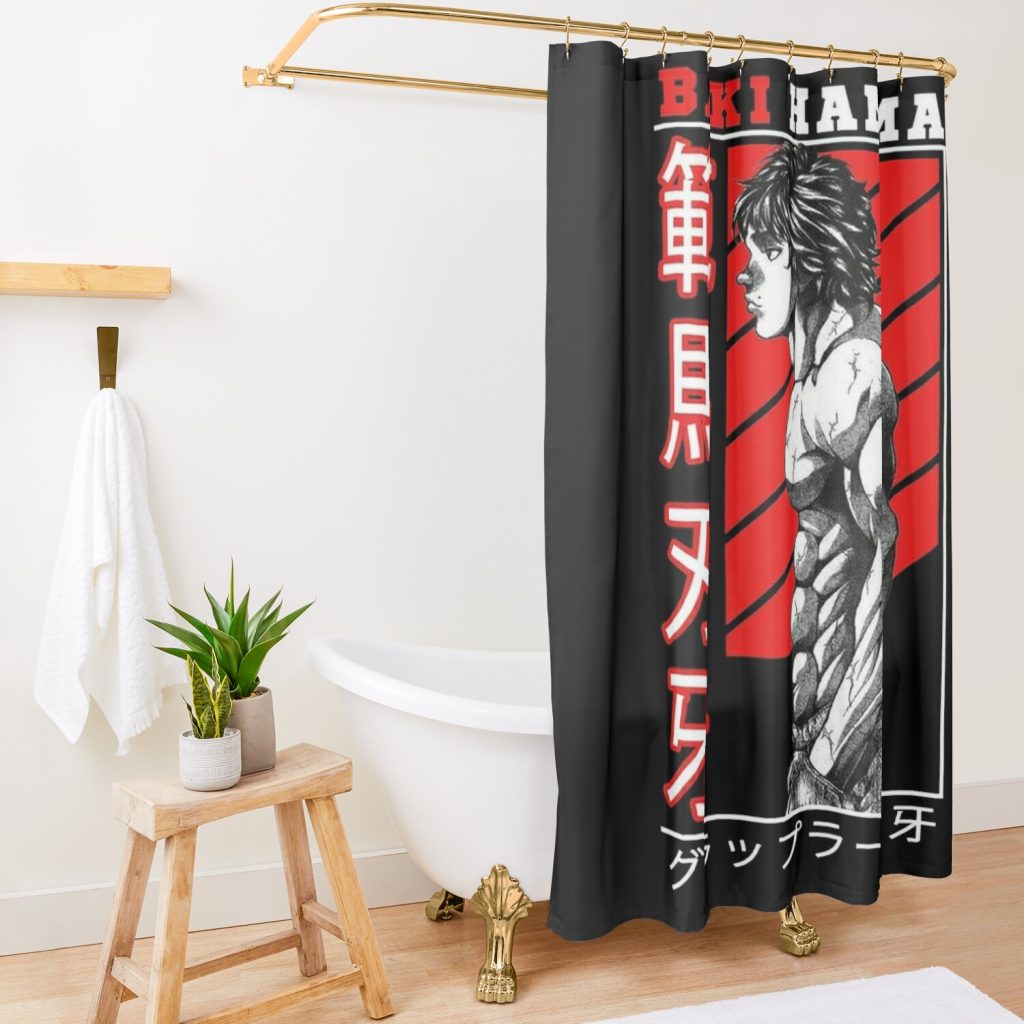 Baki Hanma The Grappler Logo For Otaku, Gym And Fitness For Training In All Products Shower Curtain Official Baki Merch Merch