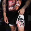 Men s Anime Hanma Baki Fitness Shorts Printed Black Double Layer 2 In 1 Quick drying 1 - Baki Merch