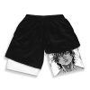 Men s Anime Hanma Baki Fitness Shorts Printed Black Double Layer 2 In 1 Quick drying 4 - Baki Merch