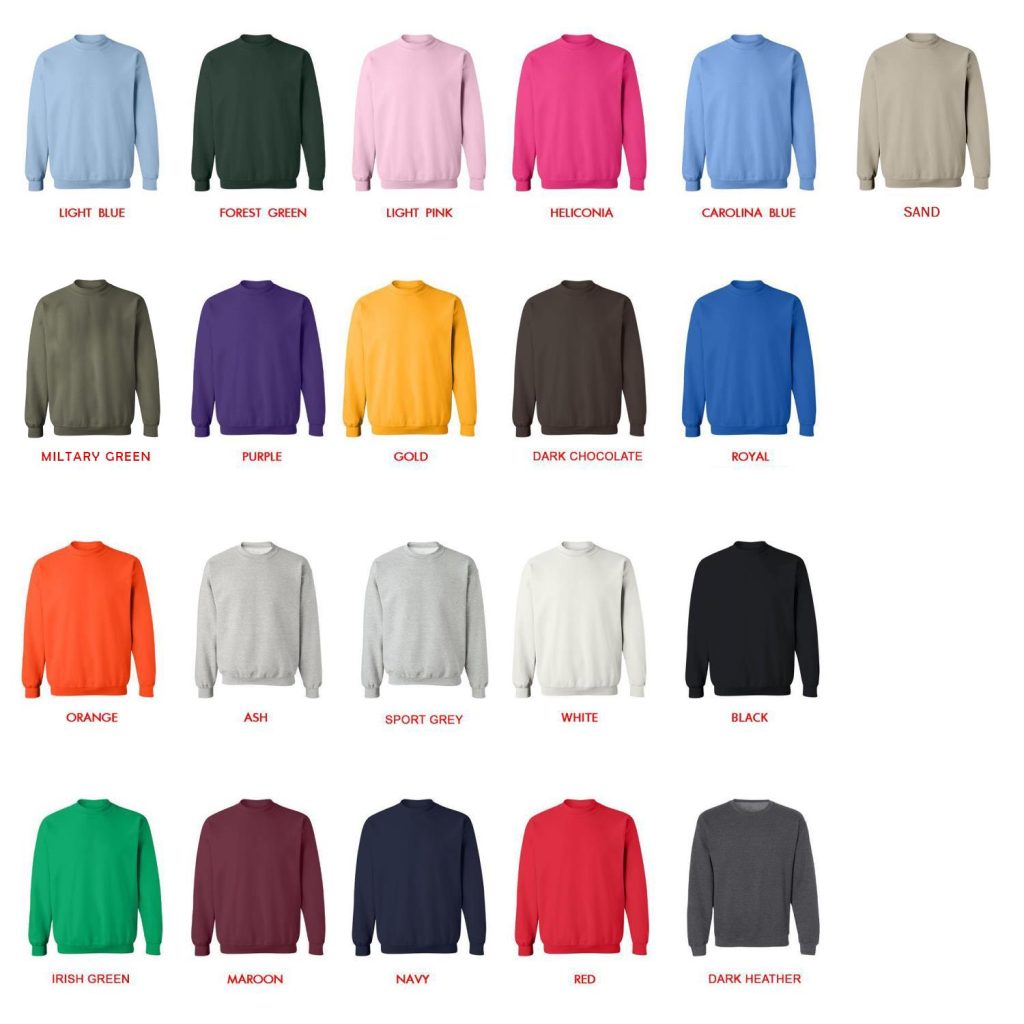 sweatshirt color chart - Baki Merch