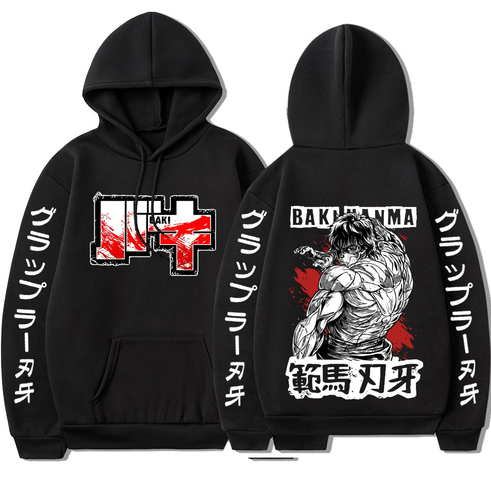 Anime Baki The Grappler Hoodie Yujiro Hanma Graphic Long Sleeve Female Sweatshirt Oversized Men Vintage Fleece - Baki Merch