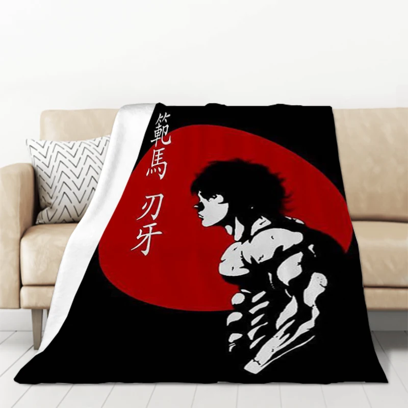 Anime Blanket Hanma Baki Yujir Double Bed Blankets for Decorative Sofa Furry Throw Throws Fluffy Soft 11 - Baki Merch