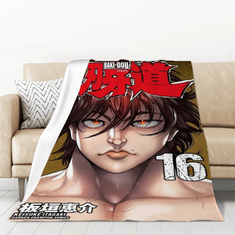 Anime Blanket Hanma Baki Yujir Double Bed Blankets for Decorative Sofa Furry Throw Throws Fluffy Soft 9 - Baki Merch