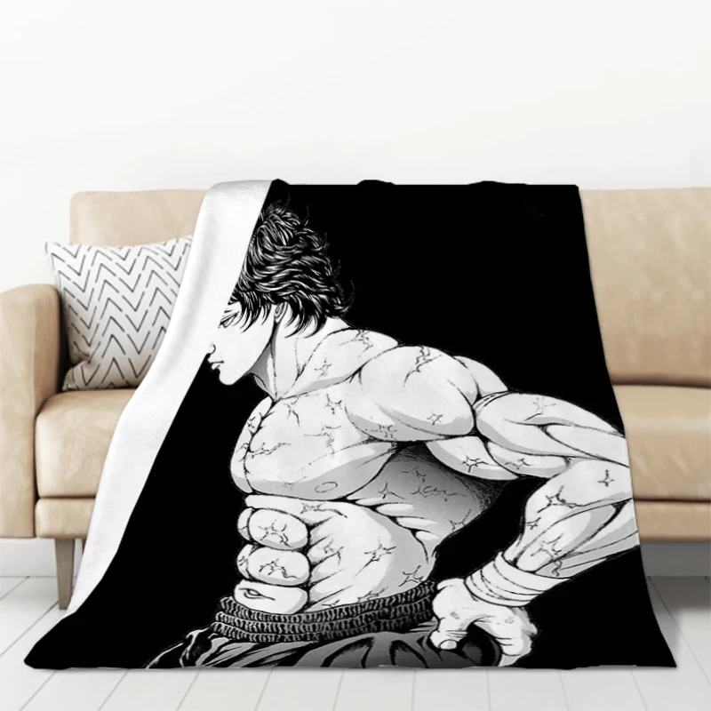 Anime Blanket Hanma Baki Yujir Double Bed Blankets for Decorative Sofa Furry Throw Throws Fluffy Soft - Baki Merch